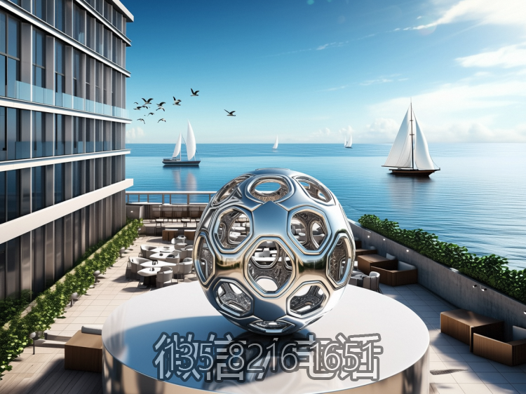 不銹鋼鏤空足球景觀雕塑