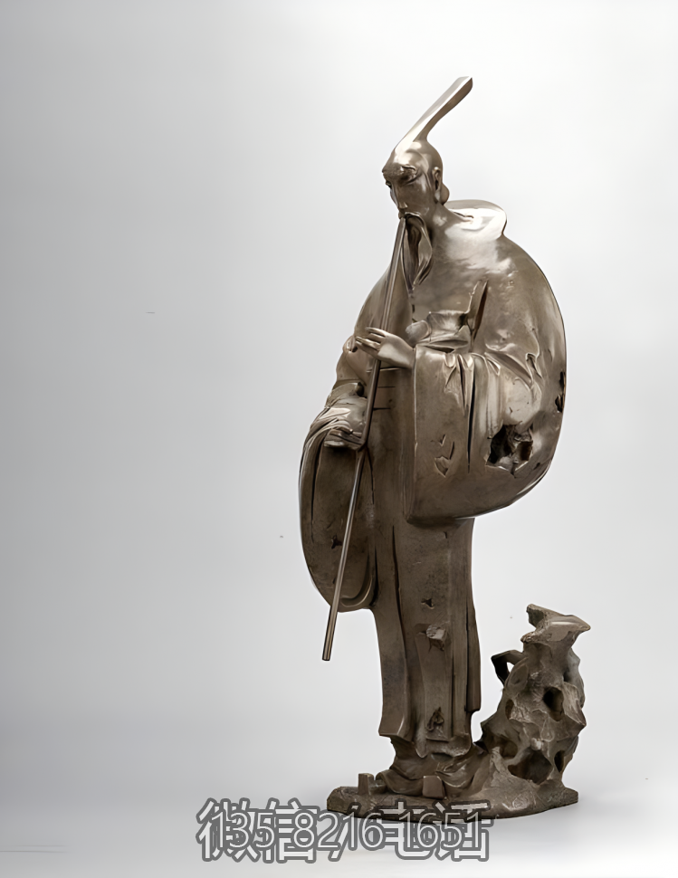 紀念館寫意吹簫的人物銅雕塑