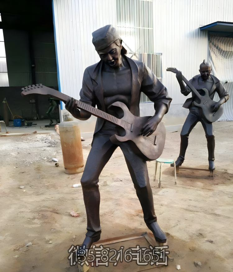 樂(lè)隊(duì)吉他手鑄銅音樂(lè)主題人物銅雕