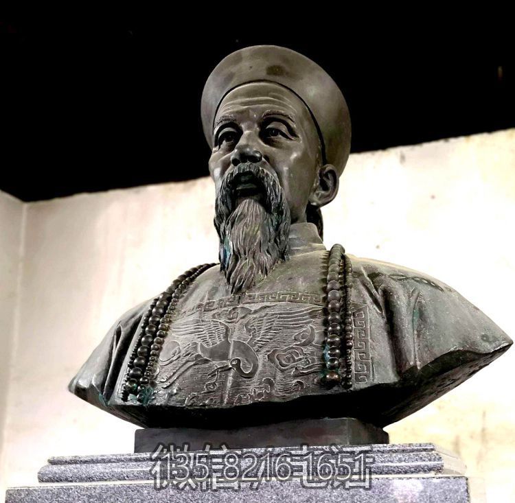名人景觀玻璃鋼仿銅半身像曾國藩雕塑