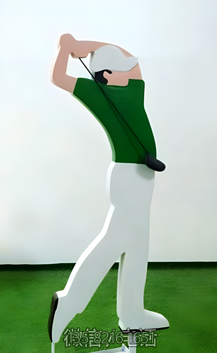 園林擺件鐵藝噴漆剪影造型打高爾夫的人物雕塑
