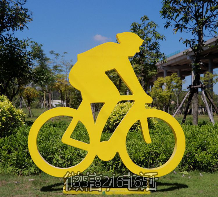 戶外大型剪影自行車運動人物玻璃鋼雕塑公園體育雕塑