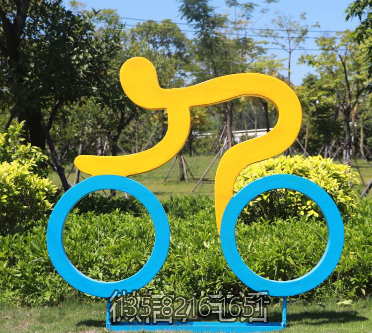 剪影自行車人物公園玻璃鋼運(yùn)動(dòng)小品雕塑
