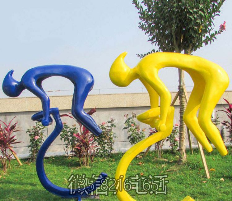 園林草坪體育運動擺件玻璃鋼創意騎自行車雕塑