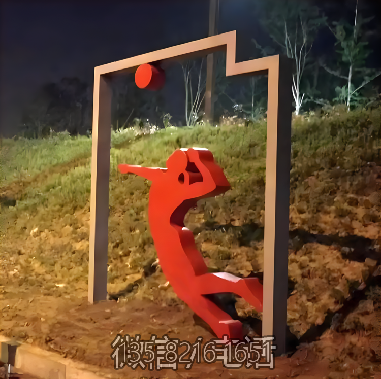 排球運動員不銹鋼剪影人物造型雕塑