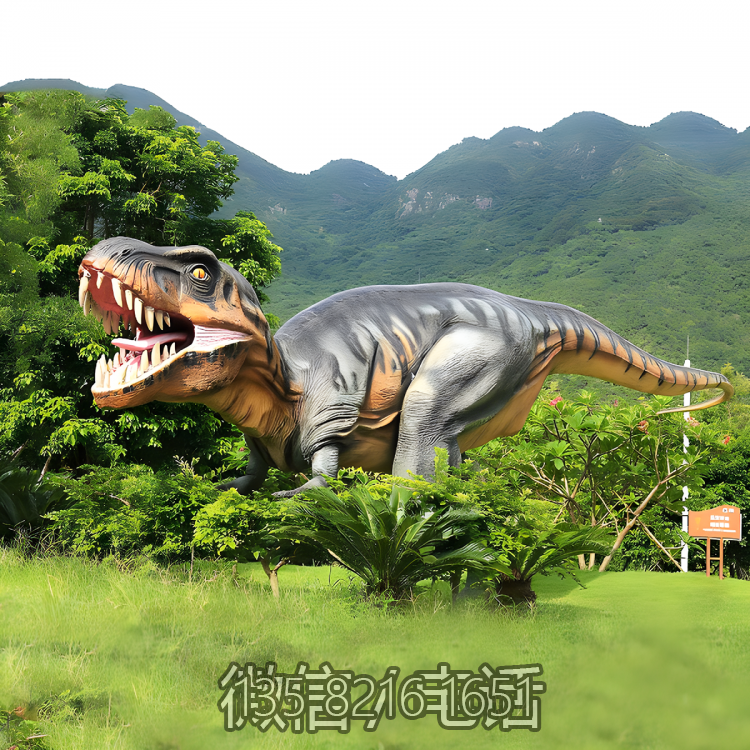 森林公園擺件大型侏羅紀(jì)主題動(dòng)物玻璃鋼仿真恐龍雕塑