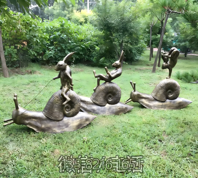 景觀園林創意動物裝飾擺件蝸牛玻璃鋼仿銅雕塑