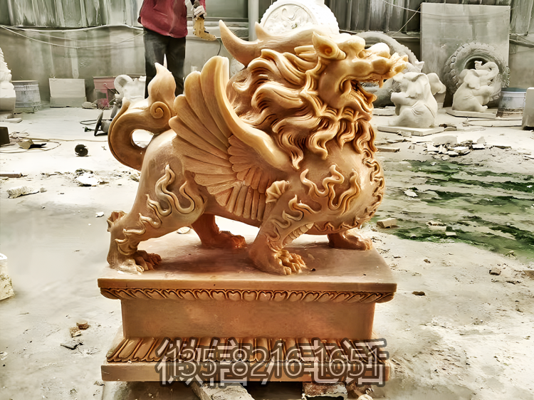 晚霞紅石雕創意景觀擺件大型鎮宅招財庭院別墅門口貔貅雕塑