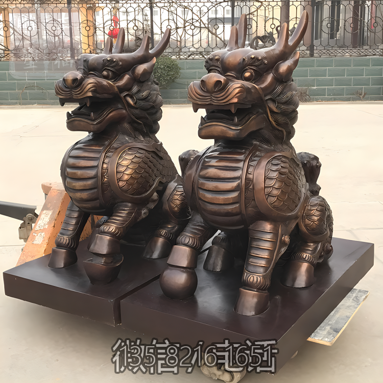 戶外酒店銅雕招財神獸麒麟雕塑