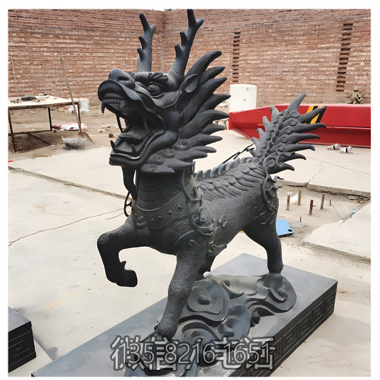 景區園林大型定制銅雕招財麒麟雕塑