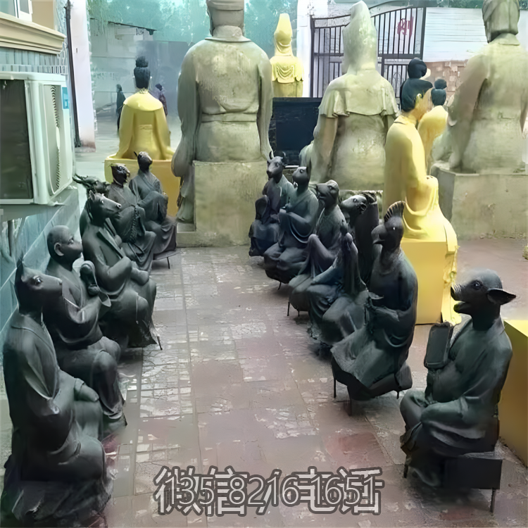 創意景觀銅雕人身獸面十二生肖動物雕塑