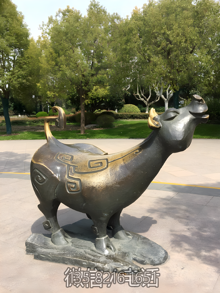 丑牛鑄銅十二生肖動物銅雕