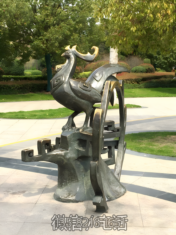 酉雞鑄銅十二生肖動物銅雕