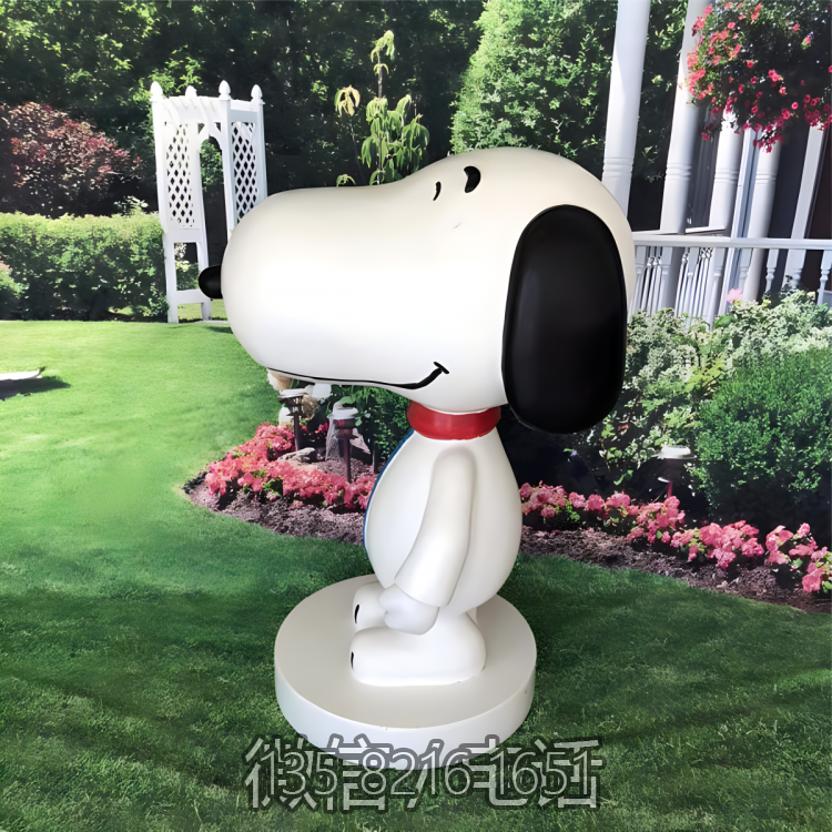 草坪景觀裝飾擺件玻璃鋼卡通動物Snoopy雕塑擺件