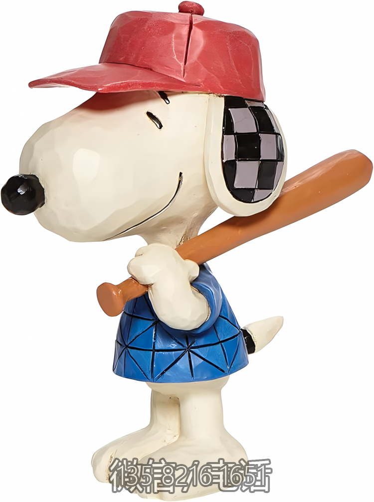校園創意定制玻璃鋼卡通打棒球的Snoopy雕塑