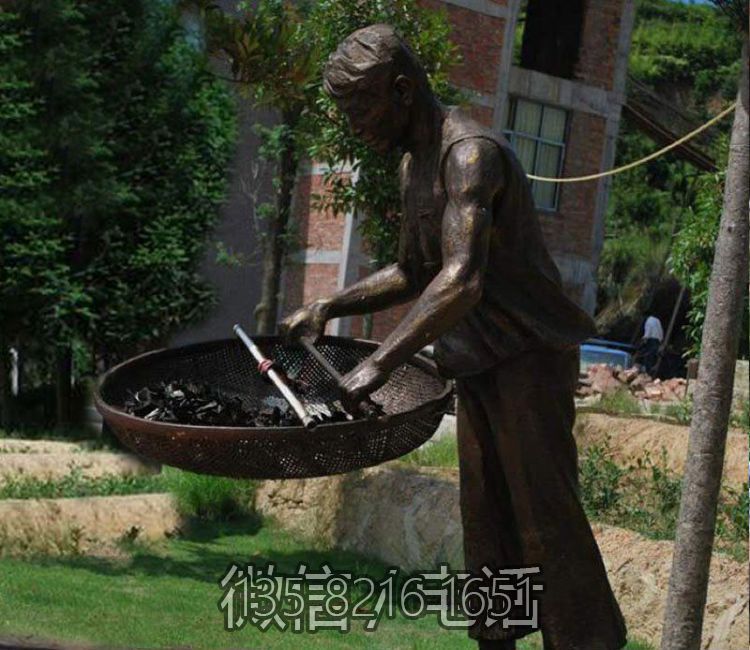 曬茶葉的人物景觀茶文化雕塑