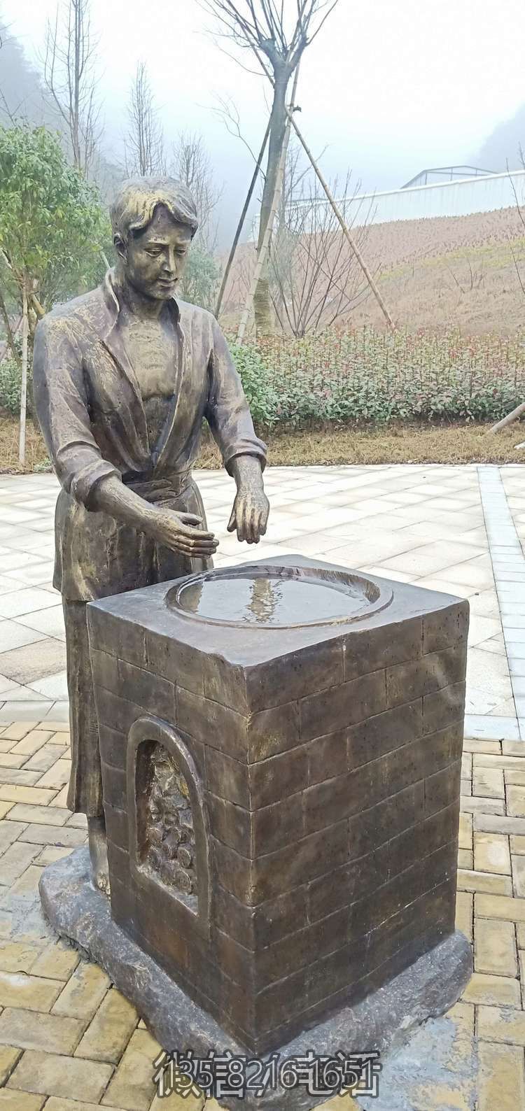 茶文化炒青的玻璃鋼人物雕塑