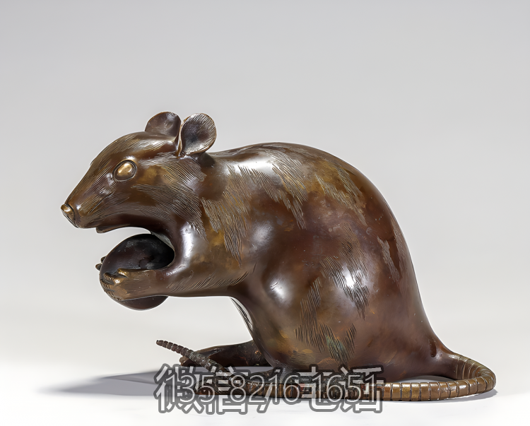 戶(hù)外園林動(dòng)物景觀擺件玻璃鋼仿銅定制十二生肖鼠雕塑