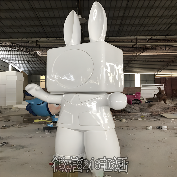 抽象玻璃鋼卡通兔子人偶雕塑