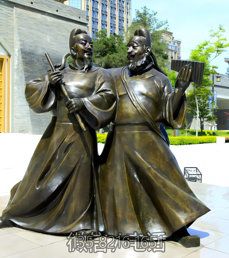 銅雕景觀古代人物演奏樂器的人物雕塑