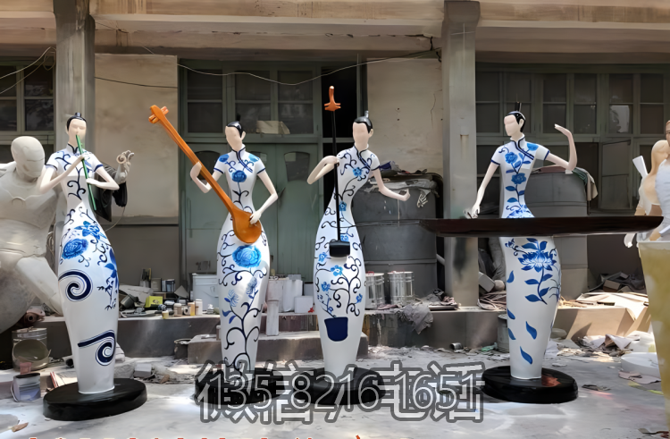 園林擺件玻璃鋼抽象音樂人物雕塑