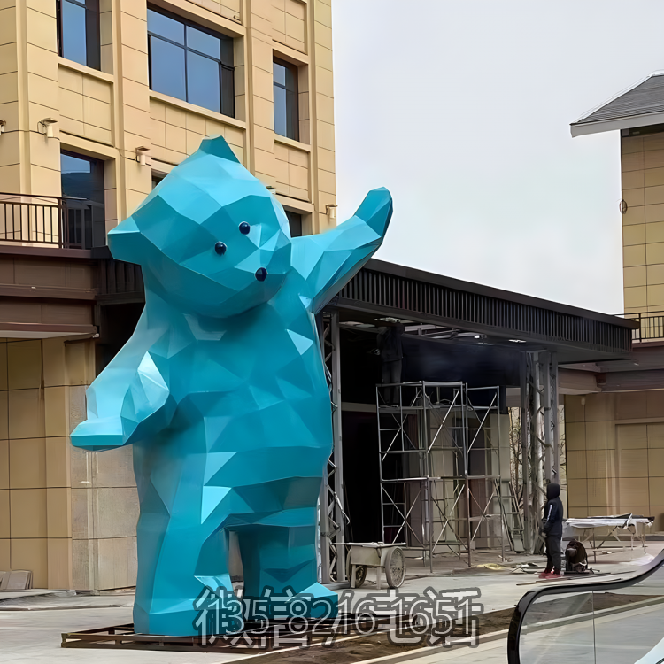 城市廣場動物景觀裝飾擺件大型不銹鋼塊面動物熊雕塑