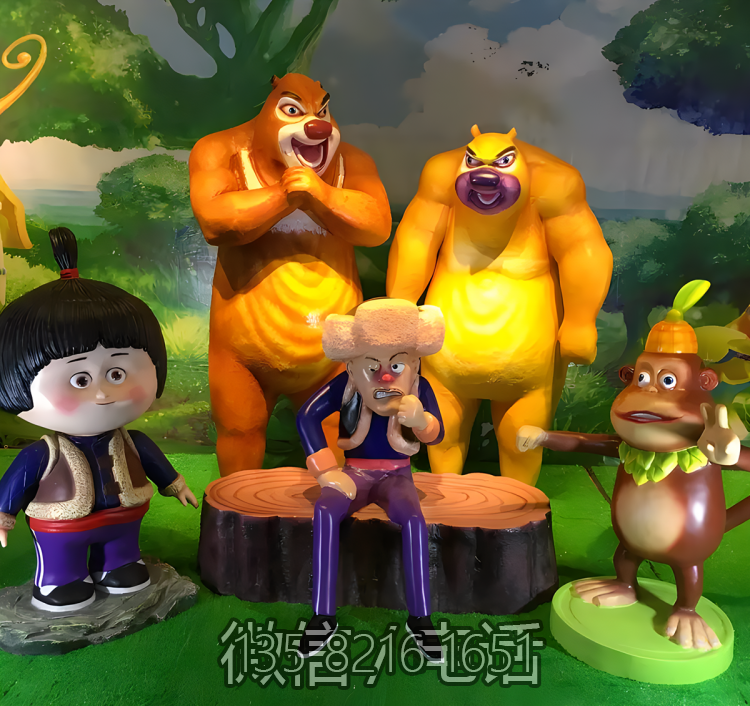 商場美陳裝飾品擺件玻璃鋼卡通動畫片熊出沒雕塑擺件