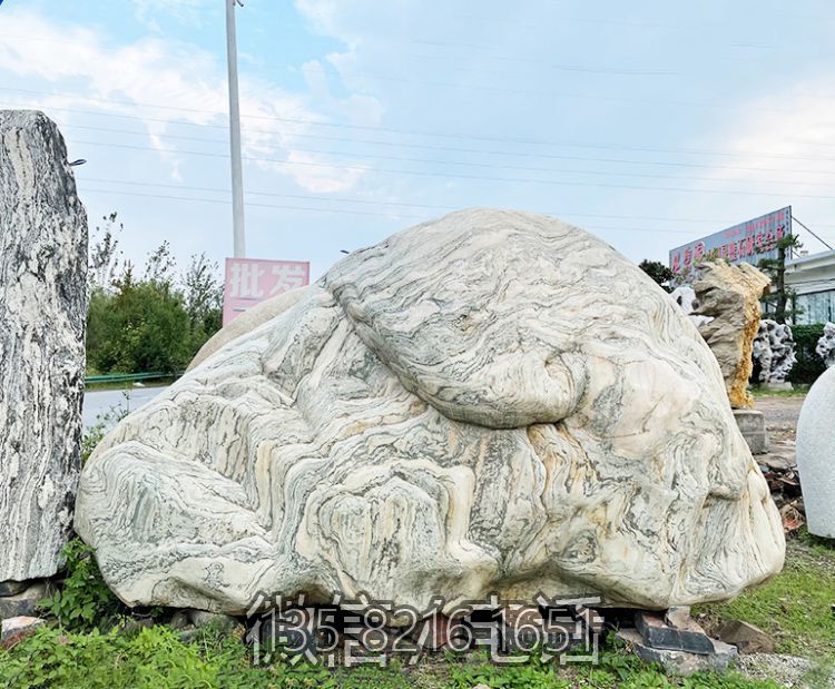 小區(qū)庭院刻字自然石頭擺件