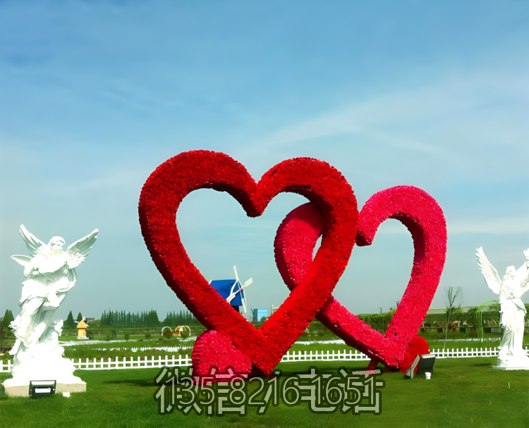玻璃鋼植絨愛心造型打卡雕塑