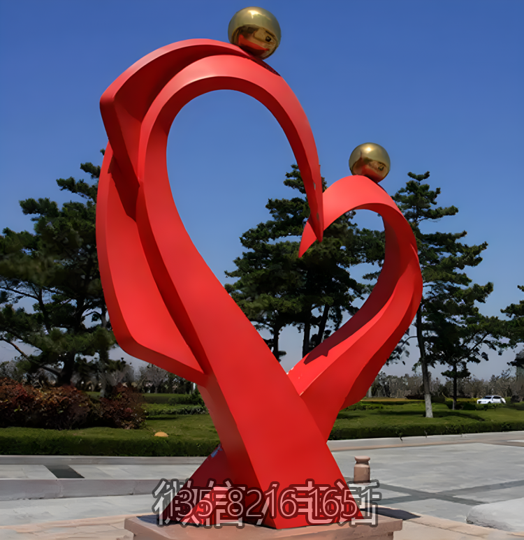 抽象手拉手人物愛心抽象不銹鋼雕塑