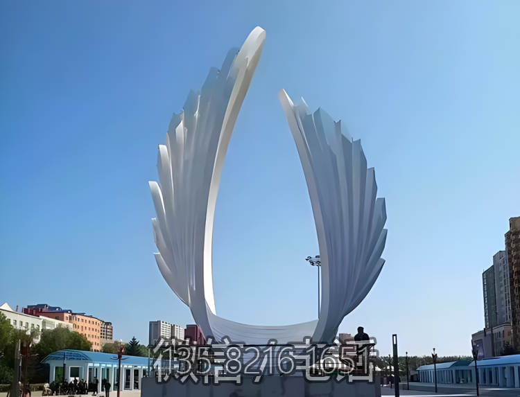 抽象翅膀不銹鋼噴漆雕塑
