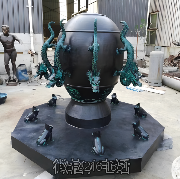 玻璃鋼仿青銅地動儀雕塑