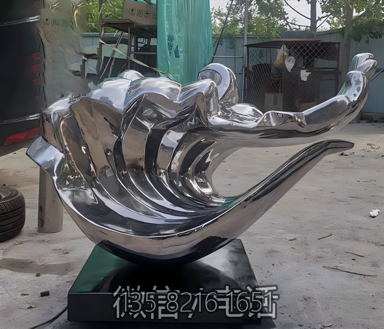 海浪浪花雕塑-海邊個性創意不銹鋼鏡面海浪浪花雕塑