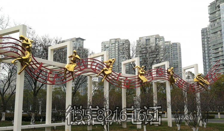 春天的樂章，不銹鋼抽象音樂人物雕塑