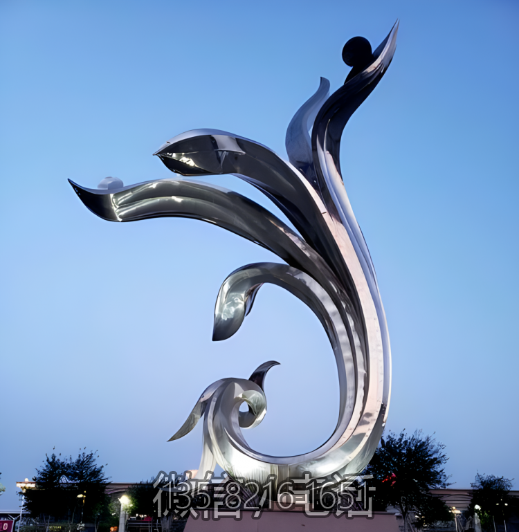 抽象百合花鏡面不銹鋼雕塑