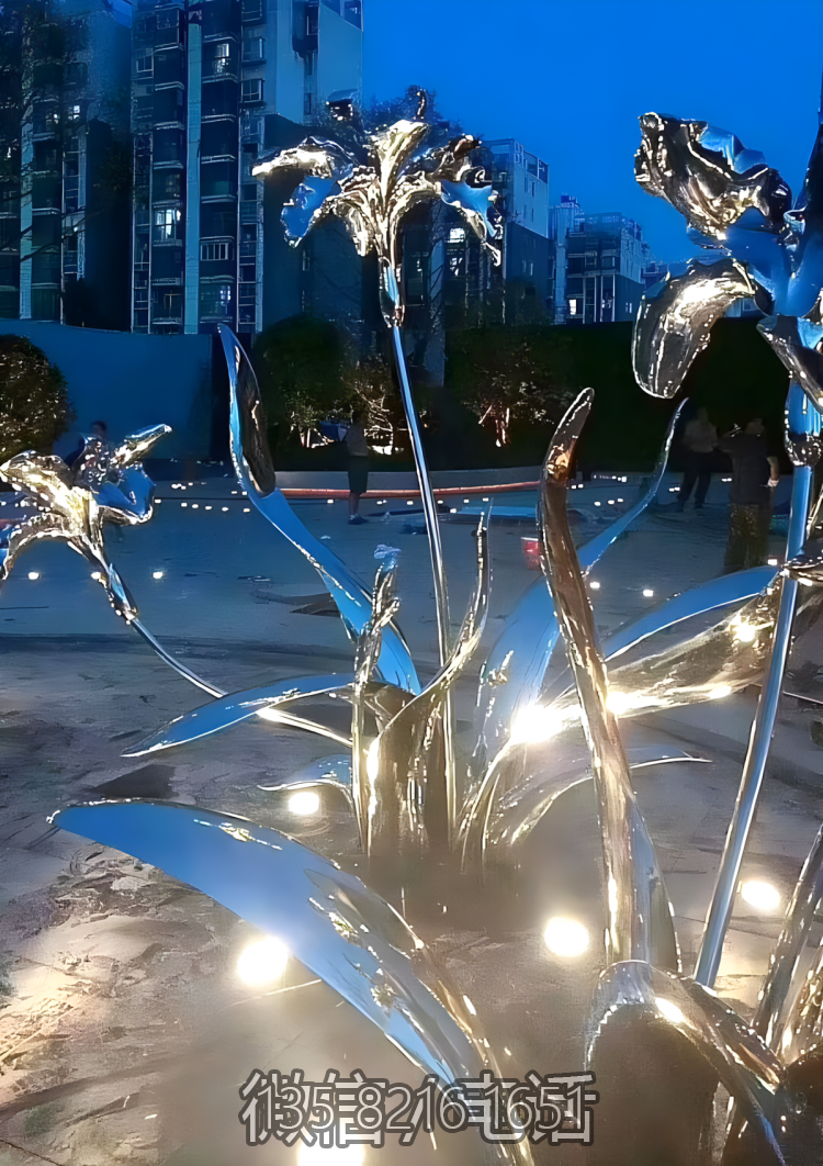 鏡面不銹鋼水仙花雕塑