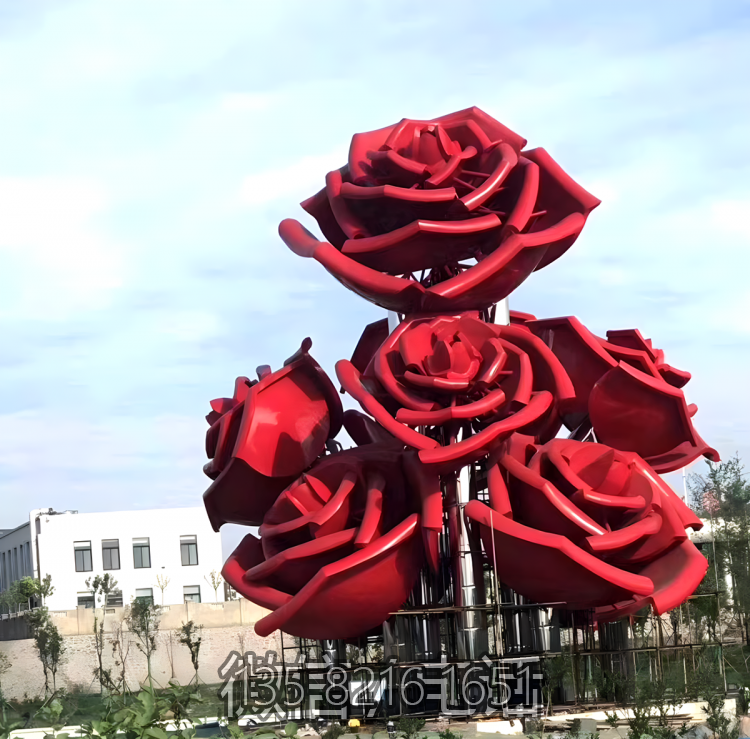 大型不銹鋼玫瑰花樹