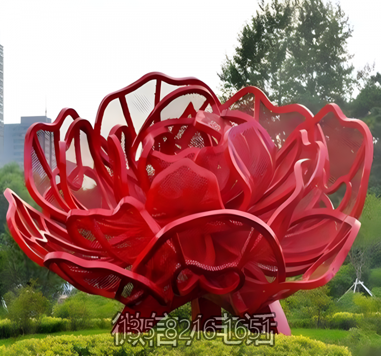 不銹鋼網格鏤空玫瑰花景觀雕塑