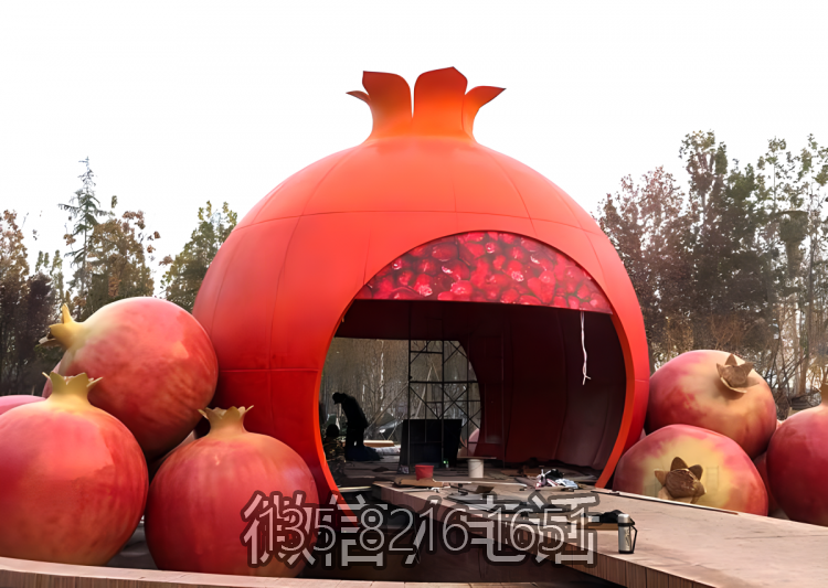 玻璃鋼仿真石榴雕塑&石榴造型屋子