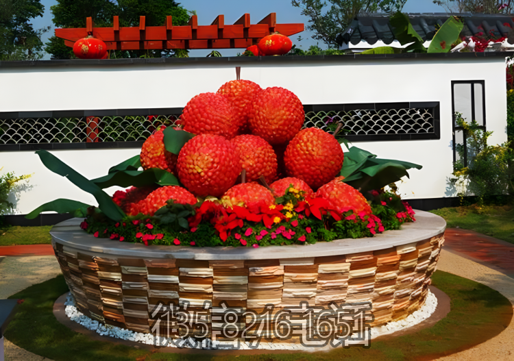 玻璃鋼仿真荔枝果籃雕塑