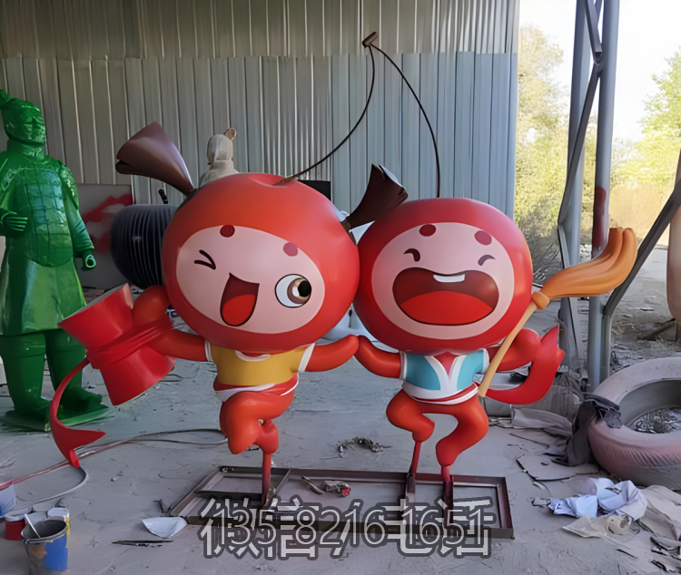 玻璃鋼卡通蘋果雕塑