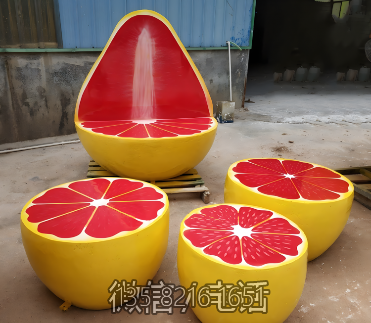 玻璃鋼仿真柚子座椅雕塑