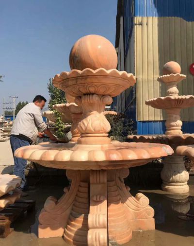 紅色大理石風水球石雕