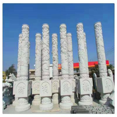 石雕龍柱花崗巖十二生肖文化柱