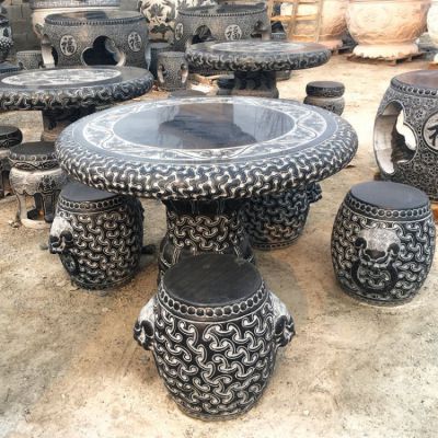 庭院天然戶外石桌石凳大理石園林桌凳桌椅花園石桌椅