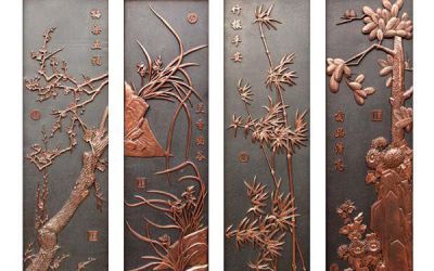 室內鍛銅浮雕梅蘭竹菊雕塑