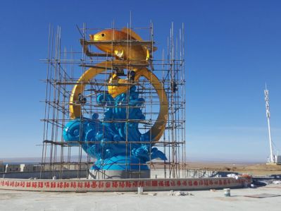 鍛銅噴漆鯉魚躍龍門水景景觀雕塑