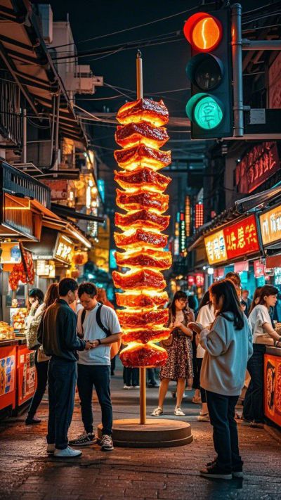 玻璃鋼發(fā)光烤串雕塑