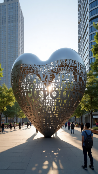 字面鏤空不銹鋼愛心雕塑