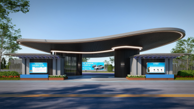 流線型不銹鋼大門門頭造型